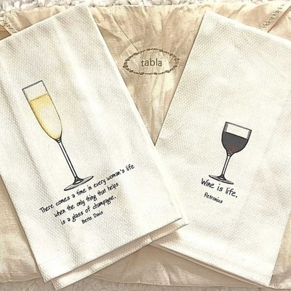 Vintage🍷 and 🥂 Tea Towel Set!